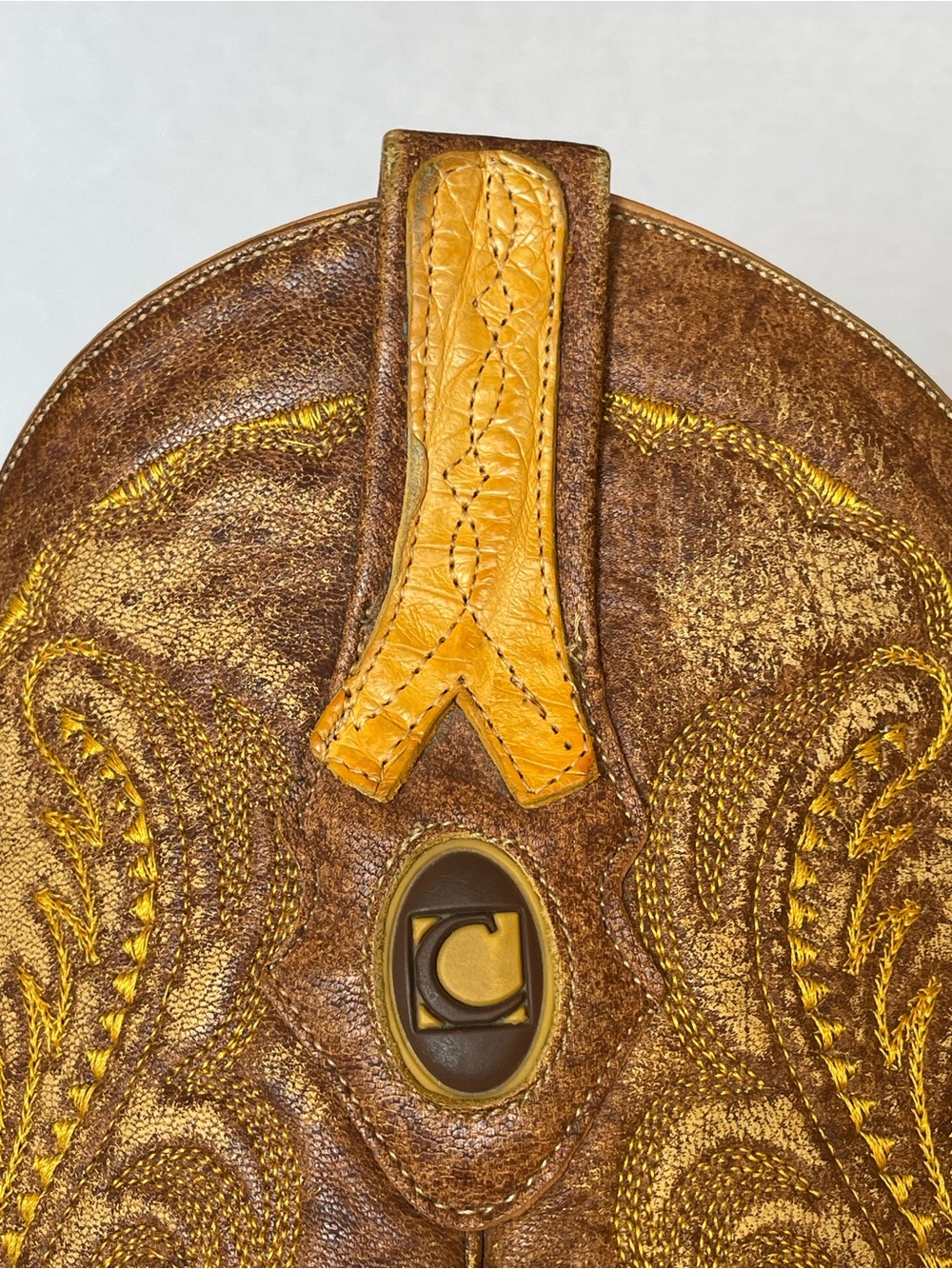 VTG Cuadra Caiman Leather Western Cowboy Boots Honey Hornback J Snip Toe Mens 9 - Picture 10 of 16